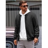 Runcati Mens Bomber Jacket Casual Lightweight Varsity Jackets Waffle Full Zip Coat(Black)
