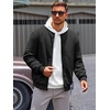 Runcati Mens Bomber Jacket Casual Lightweight Varsity Jackets Waffle Full Zip Coat(Black)