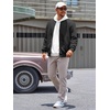 Runcati Mens Bomber Jacket Casual Lightweight Varsity Jackets Waffle Full Zip Coat(Black)