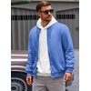 Runcati Mens Bomber Jacket Casual Lightweight Varsity Jackets Waffle Full Zip Coat(Blue)