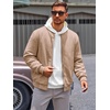 Runcati Mens Bomber Jacket Casual Lightweight Varsity Jackets Waffle Full Zip Coat(Khaki)