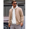 Runcati Mens Bomber Jacket Casual Lightweight Varsity Jackets Waffle Full Zip Coat(Khaki)