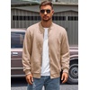 Runcati Mens Bomber Jacket Casual Lightweight Varsity Jackets Waffle Full Zip Coat(Khaki)