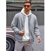 Runcati Mens Bomber Jacket Casual Lightweight Varsity Jackets Waffle Full Zip Coat(Light Gray)