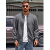 Runcati Mens Bomber Jacket Casual Lightweight Varsity Jackets Waffle Full Zip Coat(Light Gray)