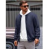 Runcati Mens Bomber Jacket Casual Lightweight Varsity Jackets Waffle Full Zip Coat(Navy)