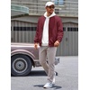 Runcati Mens Bomber Jacket Casual Lightweight Varsity Jackets Waffle Full Zip Coat(Wine Red)