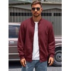 Runcati Mens Bomber Jacket Casual Lightweight Varsity Jackets Waffle Full Zip Coat(Wine Red)