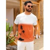Runcati Mens Short Sleeve T-Shirts Casual Graphic Gradient Printed Tee Crewneck Summer Beach Hawaiian Vintage Shirts(A-orange)
