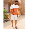 Runcati Mens Short Sleeve T-Shirts Casual Graphic Gradient Printed Tee Crewneck Summer Beach Hawaiian Vintage Shirts(A-orange)