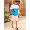 Runcati Mens Short Sleeve T-Shirts Casual Graphic Gradient Printed Tee Crewneck Summer Beach Hawaiian Vintage Shirts(Light Blue)