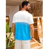 Runcati Mens Short Sleeve T-Shirts Casual Graphic Gradient Printed Tee Crewneck Summer Beach Hawaiian Vintage Shirts(Light Blue)