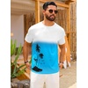 Runcati Mens Short Sleeve T-Shirts Casual Graphic Gradient Printed Tee Crewneck Summer Beach Hawaiian Vintage Shirts(Light Blue)