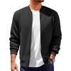 Runcati Mens Bomber Jacket Casual Lightweight Varsity Jackets Waffle Full Zip Coat(Black)