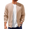 Runcati Mens Bomber Jacket Casual Lightweight Varsity Jackets Waffle Full Zip Coat(Khaki)