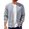 Runcati Mens Bomber Jacket Casual Lightweight Varsity Jackets Waffle Full Zip Coat(Light Gray)
