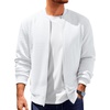 Runcati Mens Bomber Jacket Casual Lightweight Varsity Jackets Waffle Full Zip Coat(White)