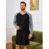 Runcati Mens Nightshirt Long Sleeve V Neck Nightgown Comfy Big & Tall Lounge Pajama Sleepwear Sleep Shirt(Black)