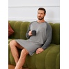 Runcati Mens Nightshirt Long Sleeve V Neck Nightgown Comfy Big & Tall Lounge Pajama Sleepwear Sleep Shirt(Dark Grey)