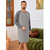 Runcati Mens Nightshirt Long Sleeve V Neck Nightgown Comfy Big & Tall Lounge Pajama Sleepwear Sleep Shirt(Dark Grey)