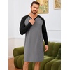 Runcati Mens Nightshirt Long Sleeve V Neck Nightgown Comfy Big & Tall Lounge Pajama Sleepwear Sleep Shirt(Grey)