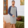 Runcati Mens Nightshirt Long Sleeve V Neck Nightgown Comfy Big & Tall Lounge Pajama Sleepwear Sleep Shirt(Light Grey)