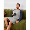 Runcati Mens Nightshirt Long Sleeve V Neck Nightgown Comfy Big & Tall Lounge Pajama Sleepwear Sleep Shirt(Light Grey)
