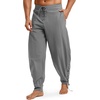 Runcati Mens Medieval Pirate Pants Renaissance Viking Ankle Banded Baggy Pants Lace Up Retro Halloween Costume Trousers(Grey)