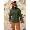 Runcati Mens Medieval Pirate Shirt Retro Lace Up Viking Renaissance Shirts Cotton Halloween Costume Faux Leather Tops(Army Green)