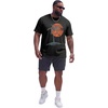Runcati Mens Big and Tall Short Sleeve Shirts Casual Graphic Palm Tree Crewneck T-Shirt Summer Beach Hawaiian Vintage Tees(Black)