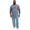 Runcati Mens Big and Tall Short Sleeve Shirts Casual Graphic Palm Tree Crewneck T-Shirt Summer Beach Hawaiian Vintage Tees(Blue)