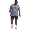 Runcati Mens Big and Tall Short Sleeve Shirts Casual Graphic Palm Tree Crewneck T-Shirt Summer Beach Hawaiian Vintage Tees(Blue)