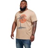 Runcati Mens Big and Tall Short Sleeve Shirts Casual Graphic Palm Tree Crewneck T-Shirt Summer Beach Hawaiian Vintage Tees(Khaki)
