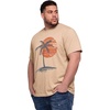 Runcati Mens Big and Tall Short Sleeve Shirts Casual Graphic Palm Tree Crewneck T-Shirt Summer Beach Hawaiian Vintage Tees(Khaki)