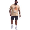 Runcati Mens Big and Tall Short Sleeve Shirts Casual Graphic Palm Tree Crewneck T-Shirt Summer Beach Hawaiian Vintage Tees(Khaki)