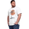 Runcati Mens Big and Tall Short Sleeve Shirts Casual Graphic Palm Tree Crewneck T-Shirt Summer Beach Hawaiian Vintage Tees(White)