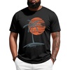 Runcati Mens Big and Tall Short Sleeve Shirts Casual Graphic Palm Tree Crewneck T-Shirt Summer Beach Hawaiian Vintage Tees(Black)