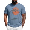 Runcati Mens Big and Tall Short Sleeve Shirts Casual Graphic Palm Tree Crewneck T-Shirt Summer Beach Hawaiian Vintage Tees(Blue)
