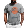 Runcati Mens Big and Tall Short Sleeve Shirts Casual Graphic Palm Tree Crewneck T-Shirt Summer Beach Hawaiian Vintage Tees(Grey)