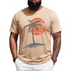Runcati Mens Big and Tall Short Sleeve Shirts Casual Graphic Palm Tree Crewneck T-Shirt Summer Beach Hawaiian Vintage Tees(Khaki)