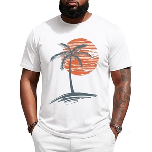 Runcati Mens Big and Tall Short Sleeve Shirts Casual Graphic Palm Tree Crewneck T-Shirt Summer Beach Hawaiian Vintage Tees(White)