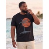 Runcati Mens Big and Tall Short Sleeve Shirts Casual Graphic Palm Tree T-Shirt(Black)