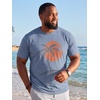 Runcati Mens Big and Tall Short Sleeve Shirts Casual Graphic Palm Tree T-Shirt(Blue)