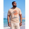 Runcati Mens Big and Tall Short Sleeve Shirts Casual Graphic Palm Tree T-Shirt(Khaki)