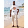 Runcati Mens Big and Tall Short Sleeve Shirts Casual Graphic Palm Tree T-Shirt(White)