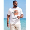 Runcati Mens Big and Tall Short Sleeve Shirts Casual Graphic Palm Tree T-Shirt(White)