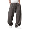 Runcati Men’s Baggy Sweatpants Wide Leg Lounge Cotton Joggers Workout Pants | Drawstring, Elastic waist, Open bottom, Lightweight, Soft, Workout athletic outfits, 6.7 inch phone pockets, Hiking track(Dark Grey)