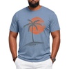 Runcati Mens Big and Tall Short Sleeve Shirts Casual Graphic Palm Tree T-Shirt(Blue)