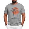 Runcati Mens Big and Tall Short Sleeve Shirts Casual Graphic Palm Tree T-Shirt(Grey)