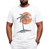 Runcati Mens Big and Tall Short Sleeve Shirts Casual Graphic Palm Tree T-Shirt(White)